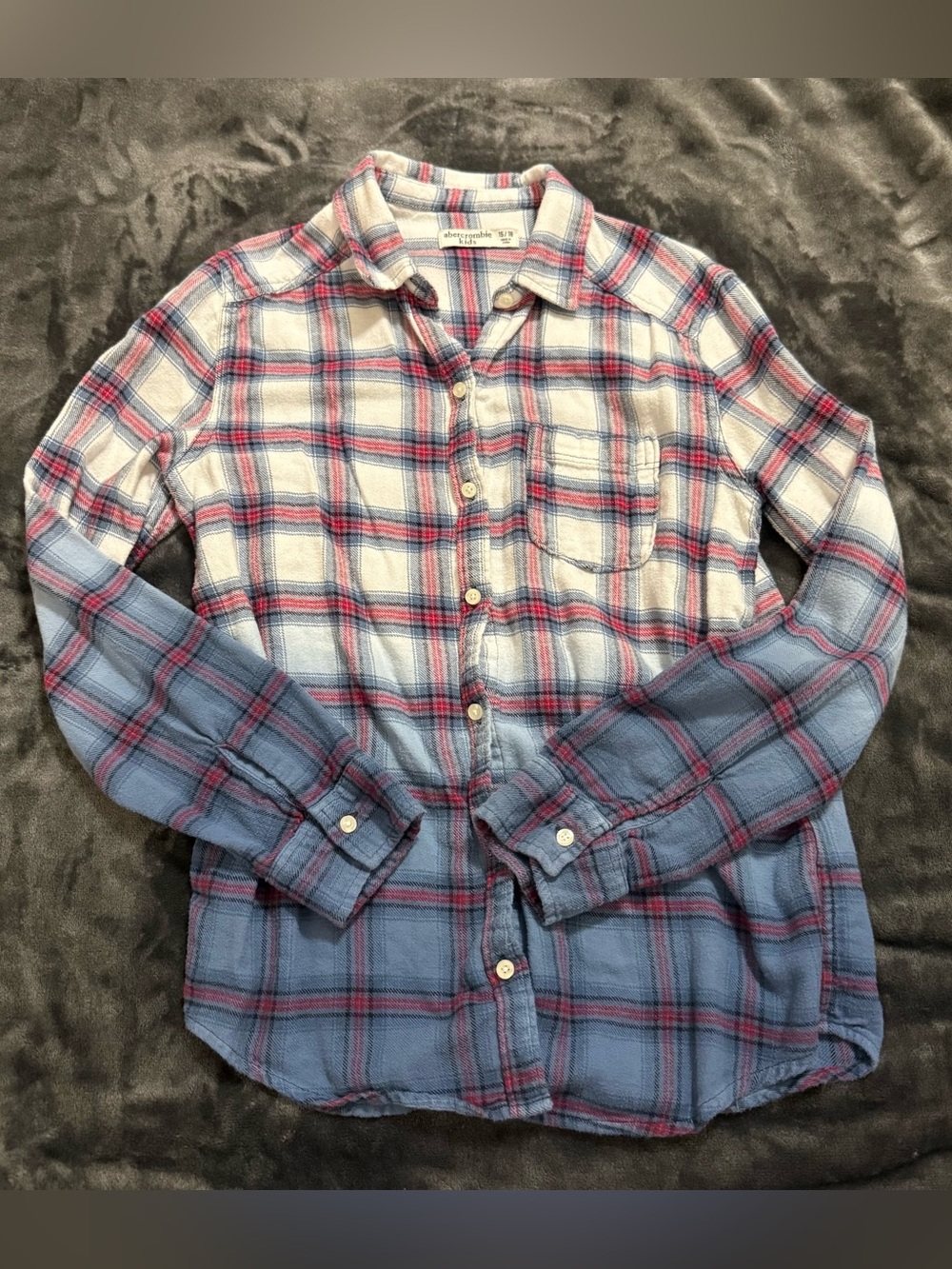 abercrombie kids Blue White Pink Ombre Plaid Button-Down Shirt